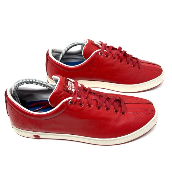 K-SWISS Leather Suede Sneakers Men's SIZE 10 Red White Casual Shoes 02874602 Low - Picture 6 of 16